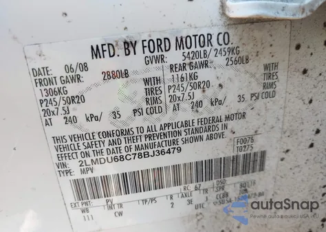 2008 Lincoln Mkx from USA, damaged, VIN 2LMDU68C78BJ36479